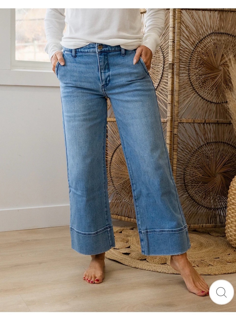 KanCan Light Blue Wide-Leg Cropped Jeans